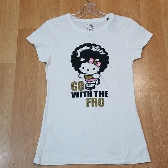 Hello Kitty go with the fro white shirt large NWT - Picture 4 of 8